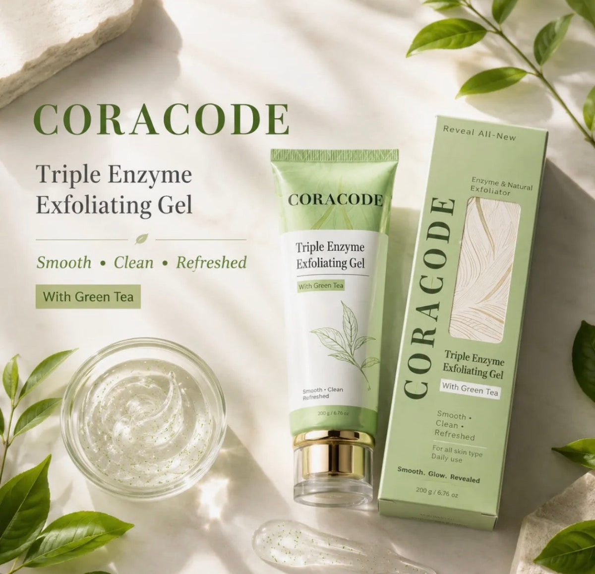 Coracode Triple Enzyme Exfoliating Gel 100g | Facial Skin Exfoliator for Smooth & Radiant-Looking Skin