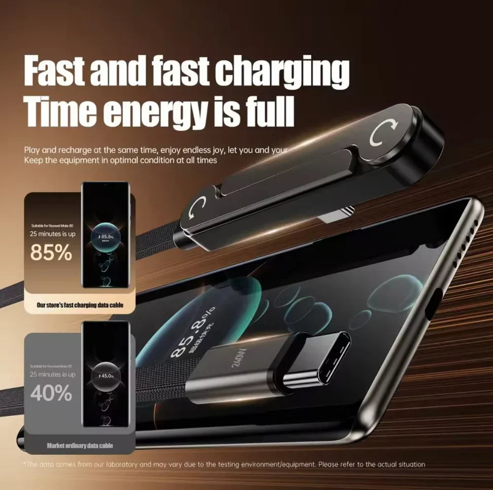 2-in-1 Charging Cable with Mobile Stand | Foldable Phone Holder Charging Cable
